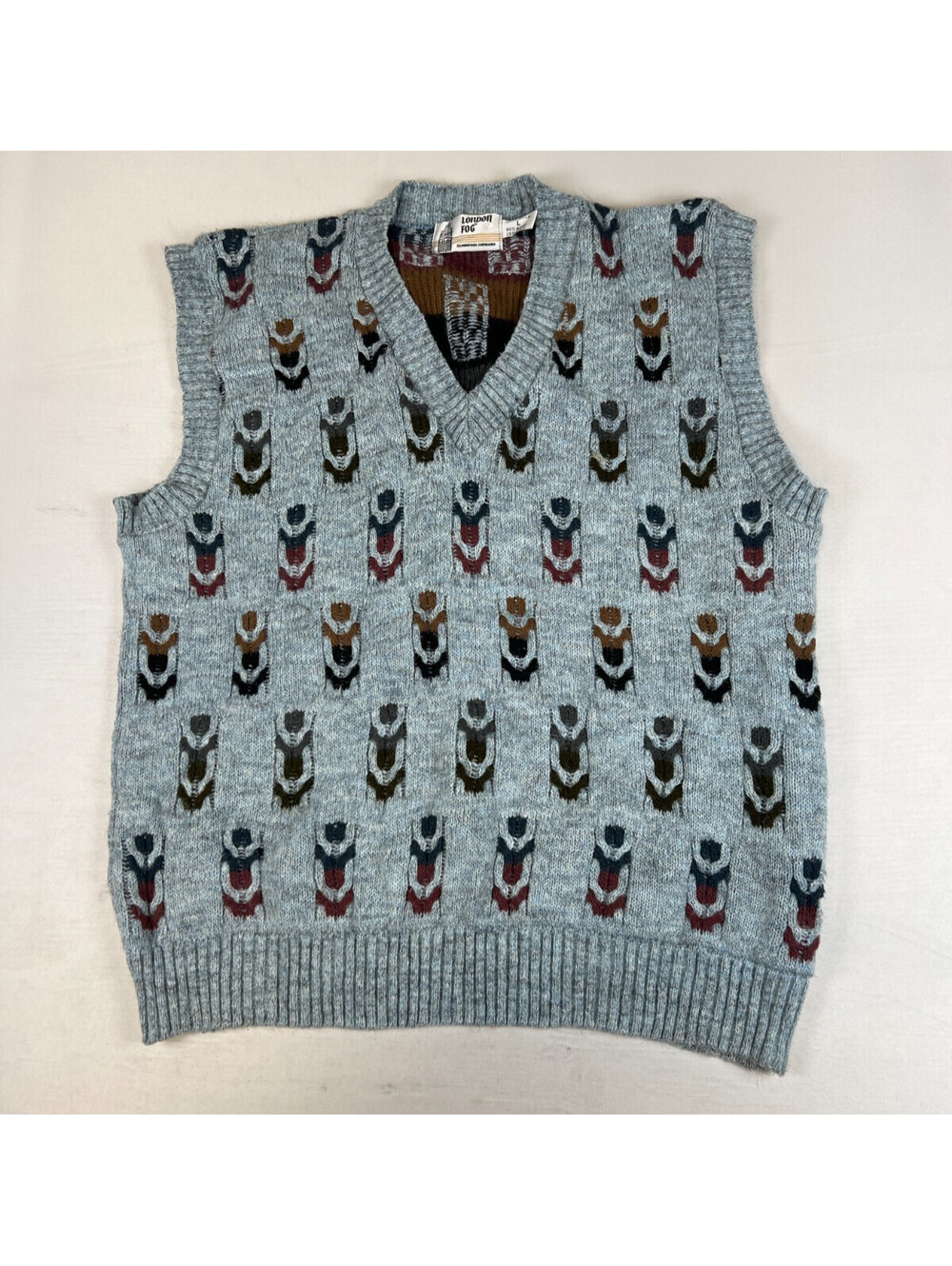 Vintage London Fog Men L Grey Made In U.S.A. Acrylic Alpaca Sweater Vest